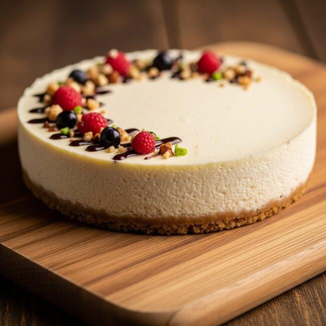 Healthy no-bake cheesecake made with Greek yogurt and protein powder